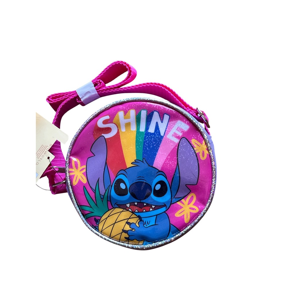 Lilo & Stitch Shine Rainbow Round Crossbody Bag Pink Purple NEW